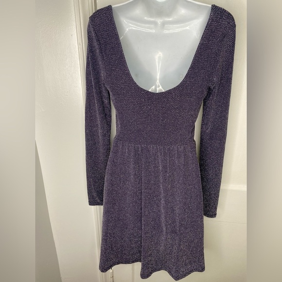 Free People NWT Midnight Shimmer Skater Mini Metallic Dress - Picture 5 of 8